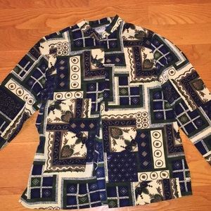 Pattern button down long sleeve shirt